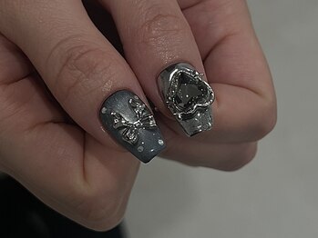 クリーム(cream)/黒/シルバー/y2k/リボン