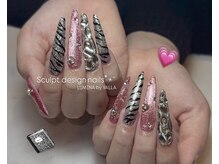 バラ 熊本店(VALLA)/ロングスカルプ×タイガーネイル