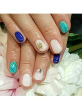 ネイルサロン コットンウィード(Nail Salon COTTON WEED)/ターコイズ柄ネイル