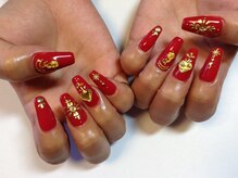 ラウト デコレーションアンドネイルサロン(Lauto Decoration&Nail Salon)/赤スカルプネイル