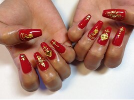 赤スカルプネイル