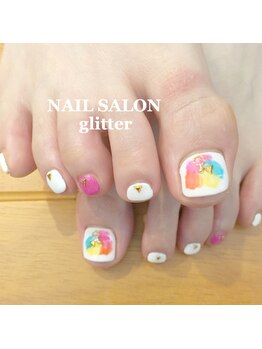 ネイルサロン グリッター(NAIL SALON glitter)/塗りかけフットネイル