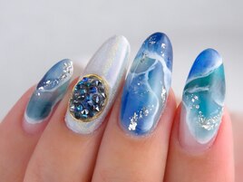 冬のブルーグラデーションネイル