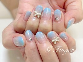 空色グラデ×大人リボン