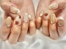 バラ柄ニュアンスネイル
