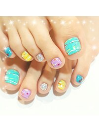 夏！ヨーヨー柄ネイル【フット】