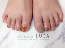ネイルアトリエルカ(nail atelier LUCA)/W-292 大人べっ甲フットネイル