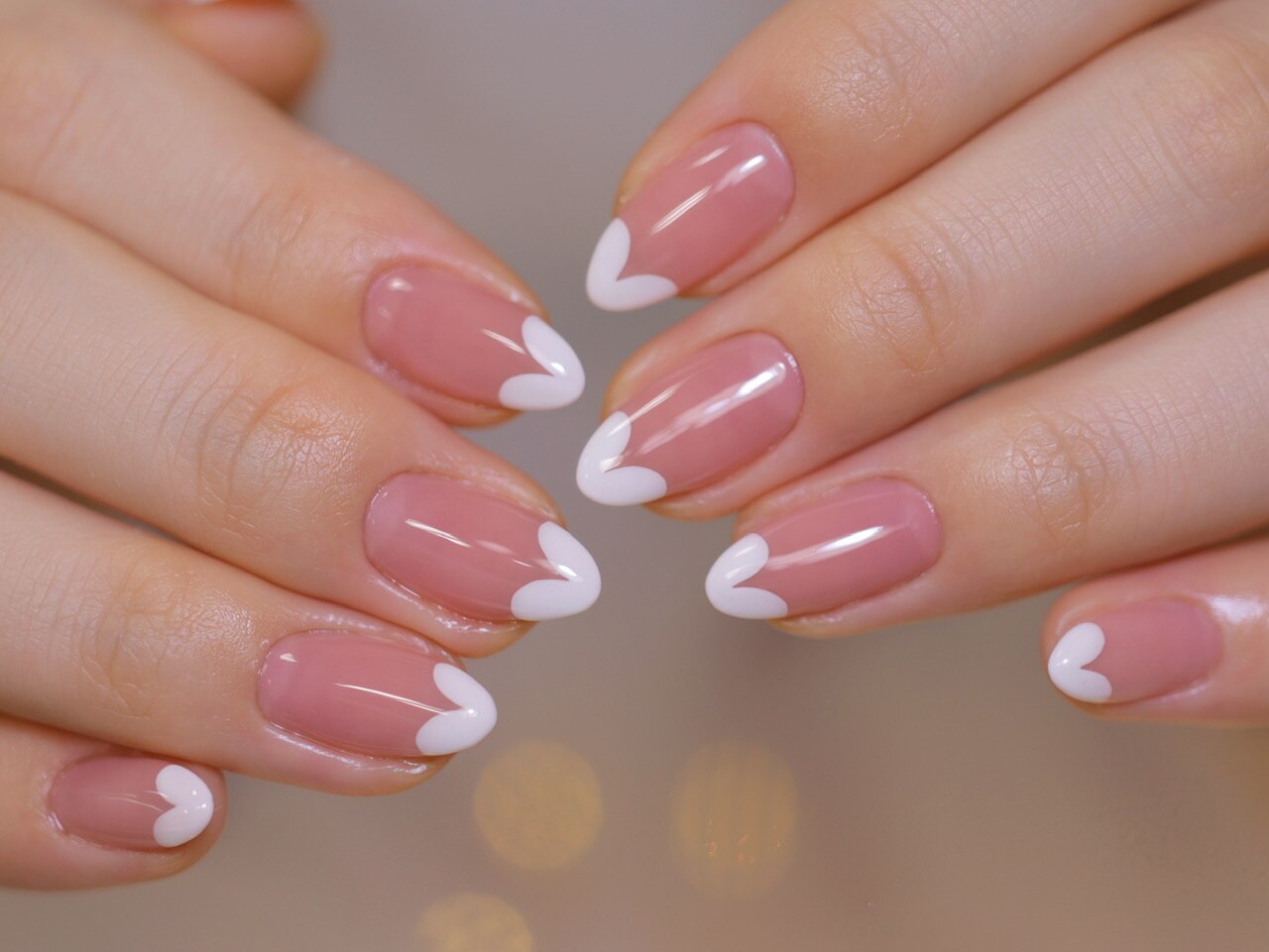 40))ネイルチップ フレンチガーリー ハートネイル ホワイト バレンタイン バレンタイン フレンチネイル フレンチガーリー 量産型 ネイル