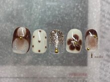 アイネイルズ 横浜EAST店(I-nails)/ブラウンフラワーネイル