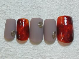 べっ甲ネイル　マット　ミラー