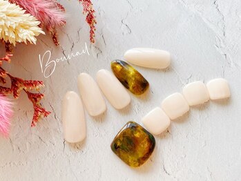 ボネール(nail ＆ eyelash Bounail)/べっ甲　秋　フット　ニュアンス