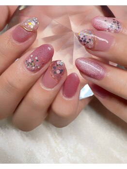 ピンクマグネットネイル