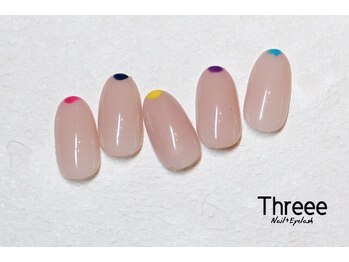 スリーネイルプラスアイラッシュ(Threee Nail+Eyelash)/ワンポイントフレンチネイル
