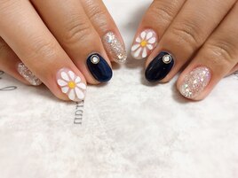 お花ぷっくりネイル　夏ネイル