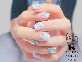 フラッフィーラビットネイル(fluffy rabbit nail)/水色 ブルー チークネイル