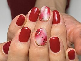 タイダイ柄に赤