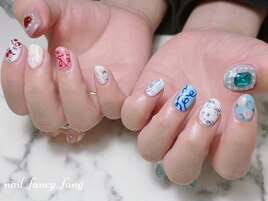 手描きアート　お花柄ネイル