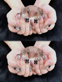 大人ガーリーハートドットネイル