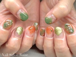 ニュアンス/オレンジ/緑