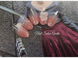 グラデーション×3dお花上品nail