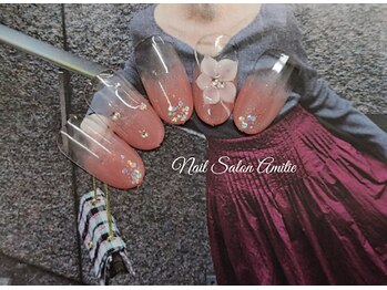 グラデーション×3dお花上品nail