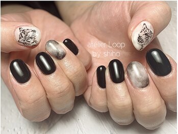 アトリエループ(atelier Loop by shiho)/手描き虎ネイル