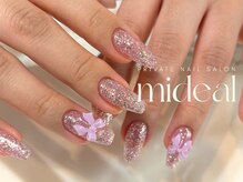 ミディール(mideal)/ピンクグリッターネイル