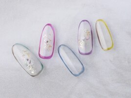 カラフル囲みネイル☆