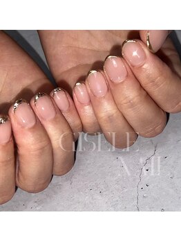 ジゼルネイル(Gisele Nail)/ガラスフレンチ×ミラーフレンチ