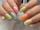 夏！ネオングリッターネイル