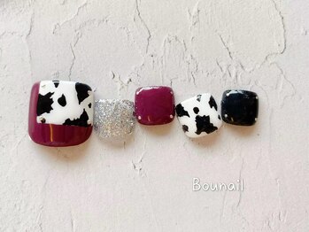 ボネール(nail ＆ eyelash Bounail)/10980円 アニマル　牛柄　フット