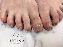 ネイルスタジオ ルキナ(LUCINA)/H-620上品ガラスリボンネイル