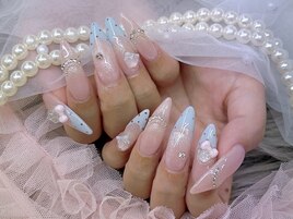 水色ネイル ドットネイル