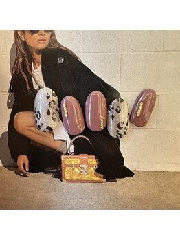 レイネイル レイアイ レイエステティック 扶桑店/グレー×レオパードネイル