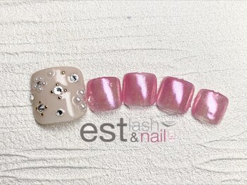 エストラッシュアンドネイル 銀座店(est lash&nail)/フットピンクオーロラネイル