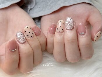 ドットハート×リボンネイル