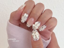 リボン×ドットネイル