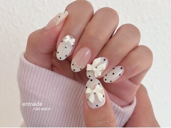 リボン×ドットネイル