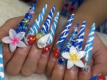 ネスネイル 池袋(Nes.nail)/ブルーネイル、アニマル柄ネイル