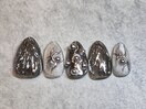 シルバーメタルアートネイル