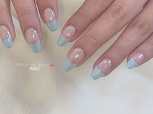 リボン(RIBBON)/【ブルーフレンチネイル】