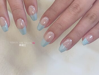 【ブルーフレンチネイル】