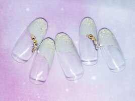 斜めフレンチ×ラメ