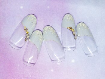 ルクシア(LUXCIA)/斜めフレンチ×ラメ