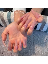 ヌードピンク×長さ出しネイル