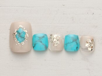 ネイルサロン ノーネイル 川崎/ターコイズ大理石 ￥4990