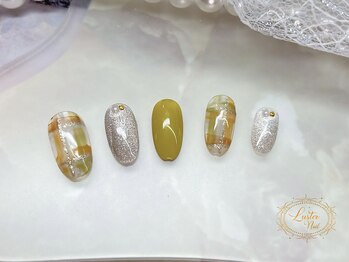 秋色チェックネイル