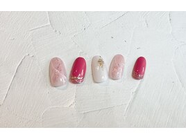 ピンク大理石ネイル