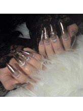 ハートネイル(Heart nail)/ミラーグラデーション×マグ