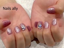 ネイルズアリー 立川店(Nails ally)/スモーキーピンク×ギャラクシー
